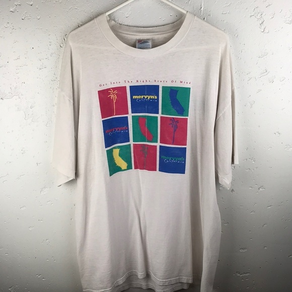 RARE Vintage 90’s HANES Heavyweight MERVIN’S California Single Stitch Shirt - Picture 2 of 6